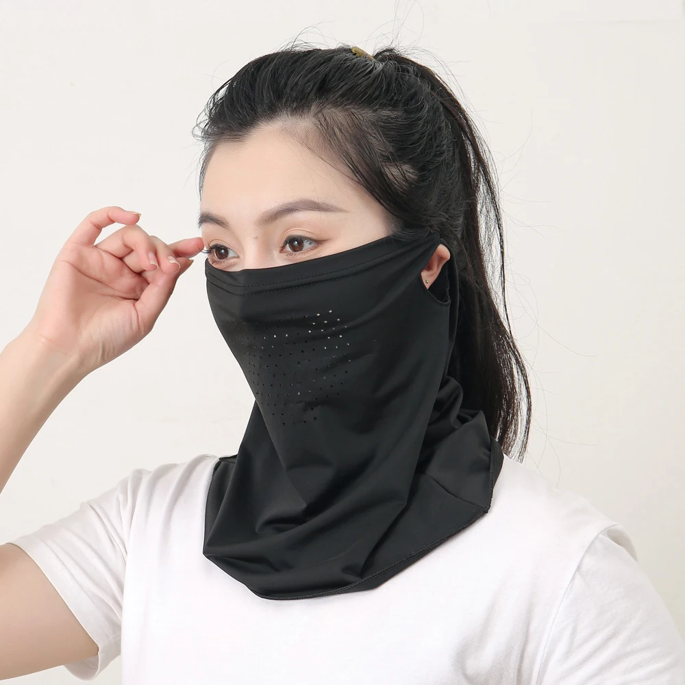 Breathable Sunscreen Mask Woman Sunscreen Face Scarf Soft Riding UV Protection Face Mask Outdoor Ice Silk Neck Wrap Cover