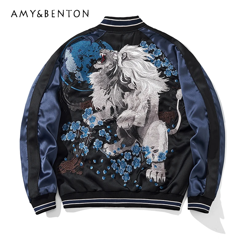 

Popular Trend Brand New Heavy Industry Embroidery Baseball Uniform Cartoon Jacket Men's Coat High Street Youth Embroidered Top