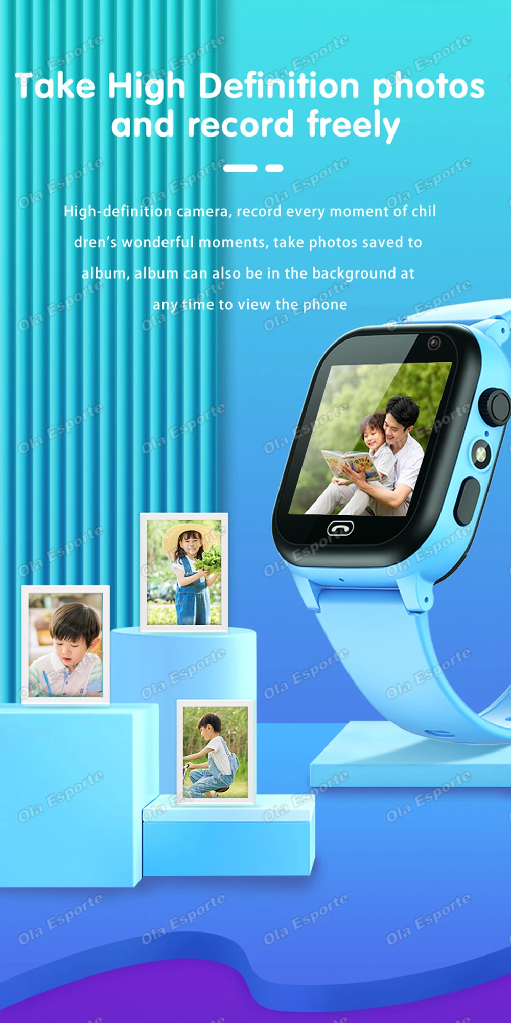 Children's Smartwatch Boy and Girl HD Call LED Flashlight SOS LBS Location Waterproof GPS Alarm Clock Step Count Smart Watch H10