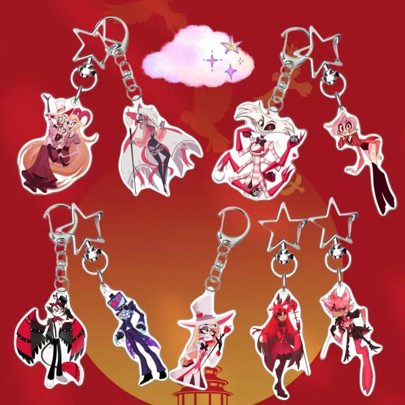 

Акриловый брелок-подвеска для ключей по мотивам аниме Hazbin Hotel (Чарли, Аластор, Люцифер, Хаск, Энджел Даст, Вокс) – декоративный кулон, подарок для фанатов