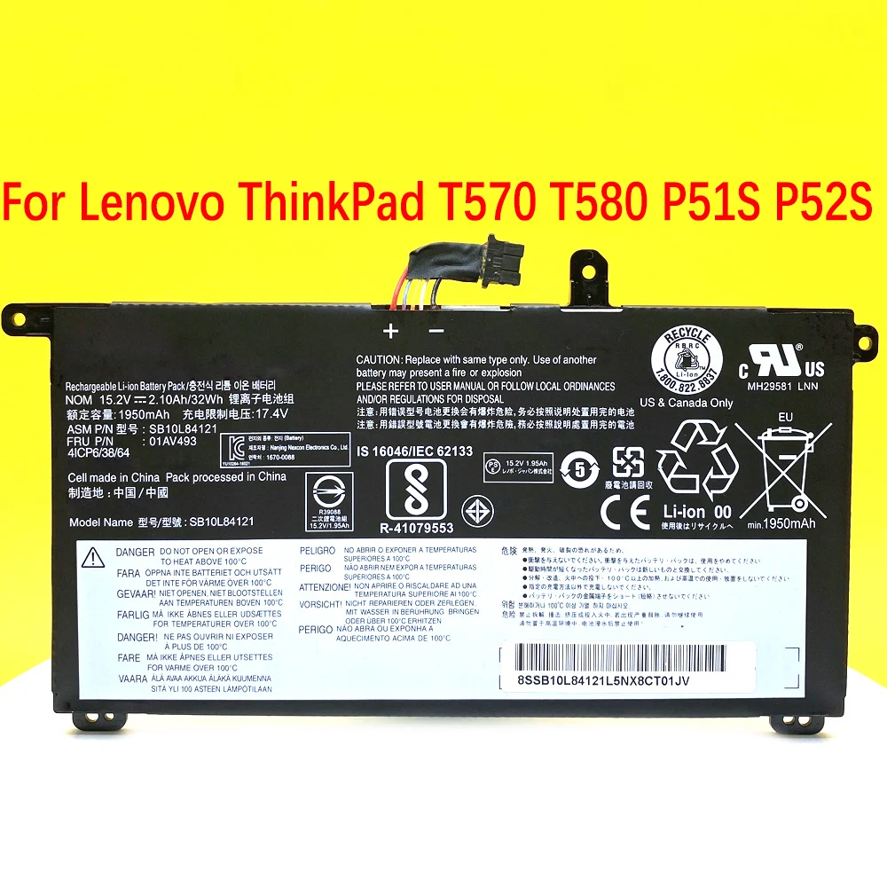 

NEW Battery For Lenovo ThinkPad T570 T580 P51S P52S SB10L84121 01AV493 00UR890 00UR891 00UR892