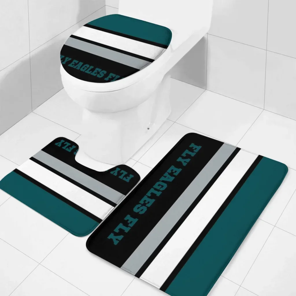 3 Pieces Bathroom Rug Set (Toilet Mat,Carpet) Eagles Fly Philadelphia Football Durable Ultra Soft Non-Slip Washable Absorbent