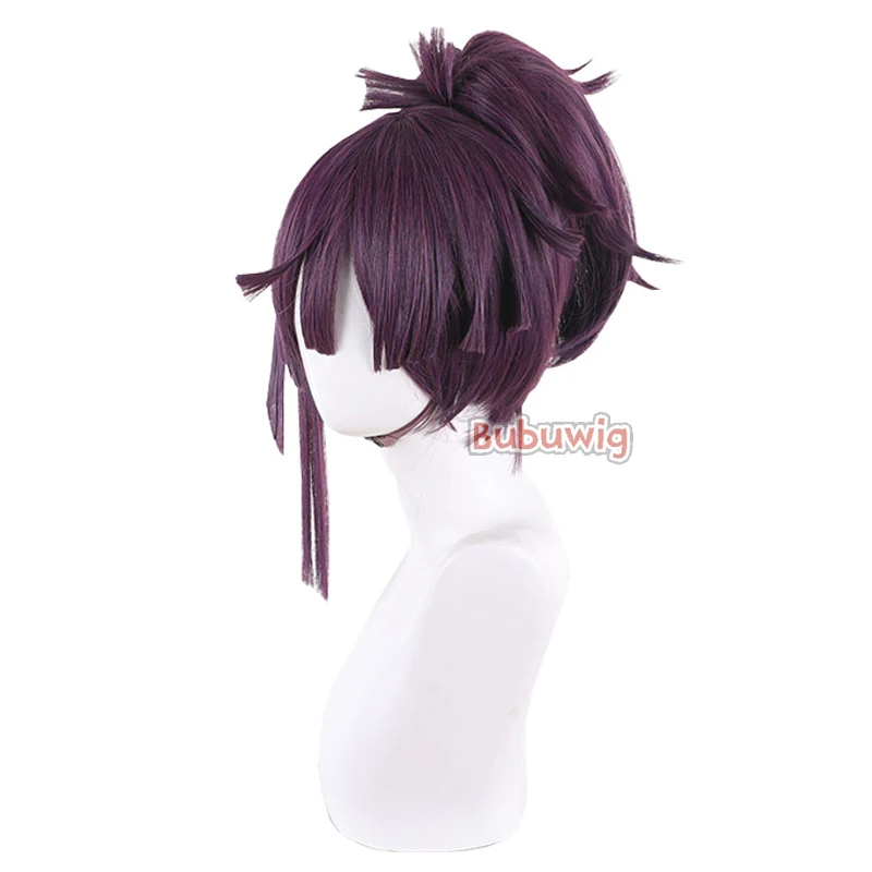 Bubuwig วิกผมปลอม Yuzuriha ของ Keishu คอสเพลย์ Wigs Hell 'S Paradise: Jigokuraku 35ซม.สีม่วงหางม้า Wigs ความร้อนทน