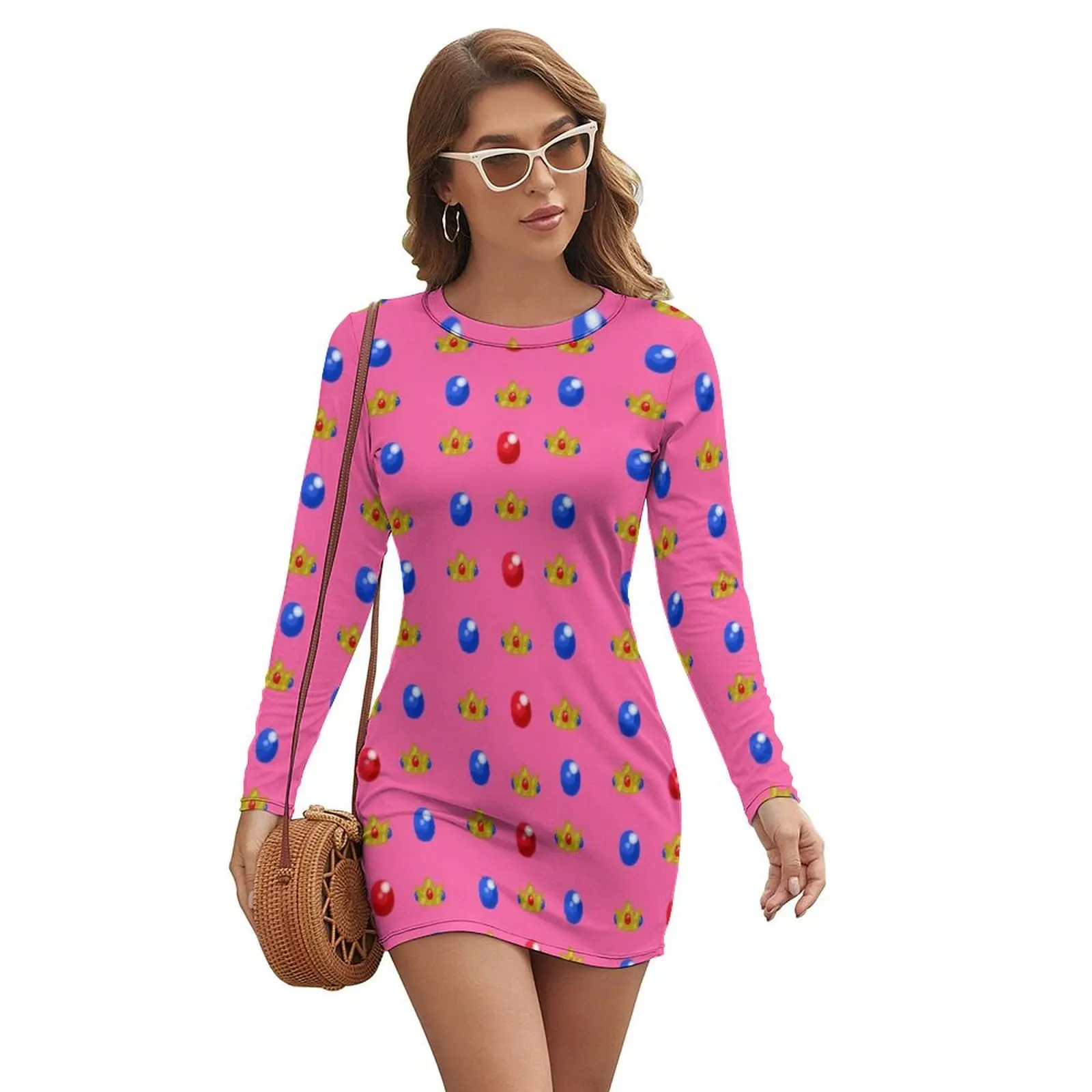 

Peachy Princess Pattern Long-sleeved Dress womans clothing bandage dress Clothing