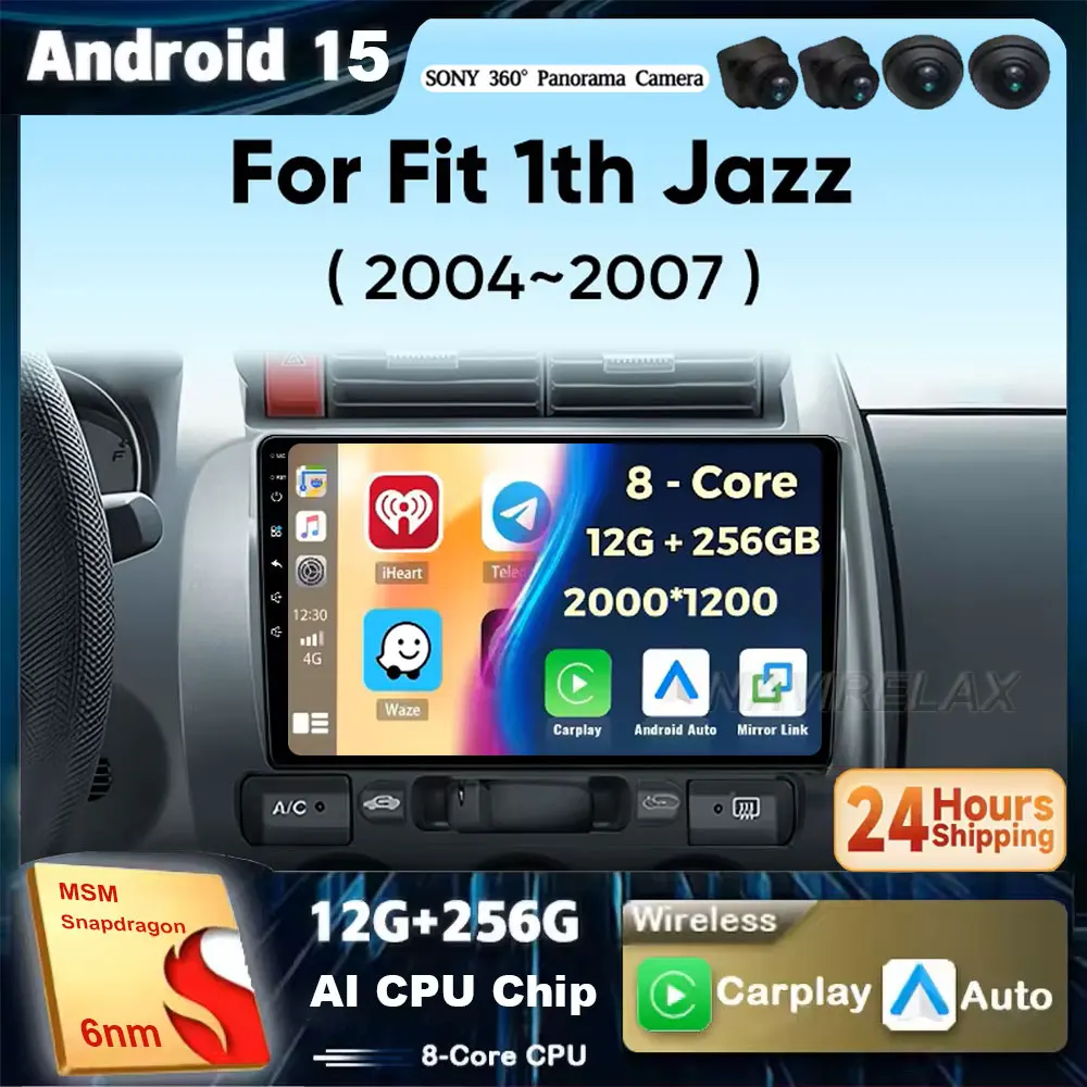 

Android 15 Car Radio For Honda Fit 1th Jazz 2003 2004 2005 2006 2007 Wireless Carplay Auto Audio Car Multimedia 2 Din DSP 4G