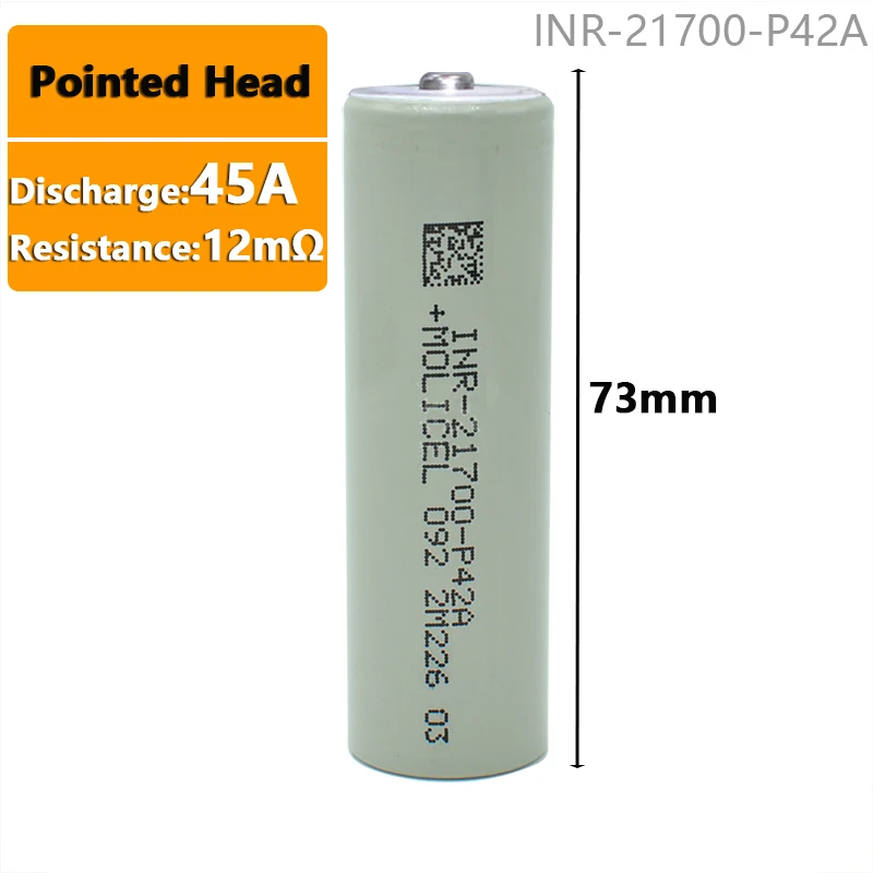 1 pc INR21700P42A 21700 Lithium Battery 4200mAh Lithium-ion Battery for Unmanned Devices Camera Flashlight 10C Discharge Rate