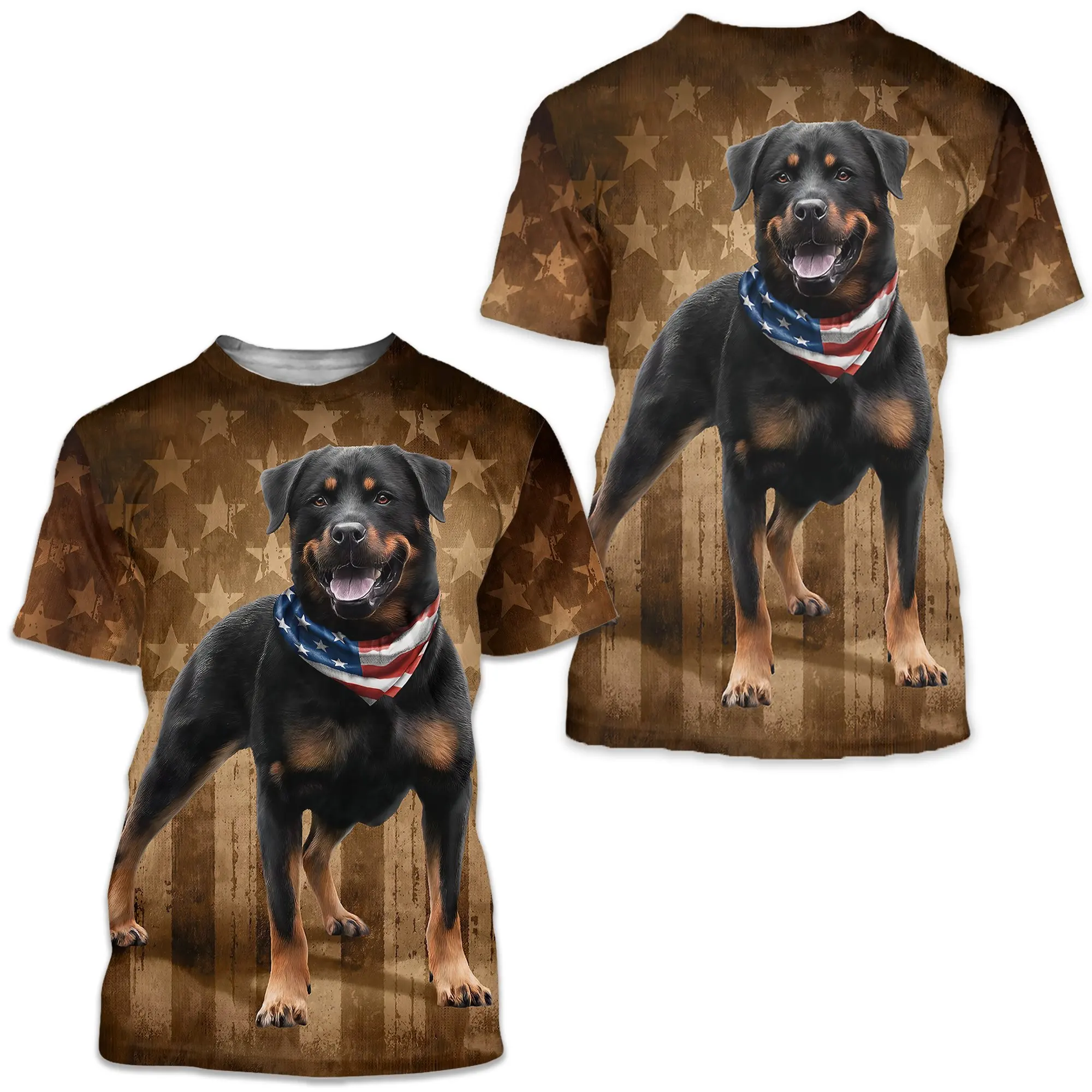 Rottweiler Dog Animal 3D Print T Shirt Men\'s Casual Hip Hop Harajuku Fitness Summer Short Sleeve Tops Tee Pet Dog Unisex Clothes