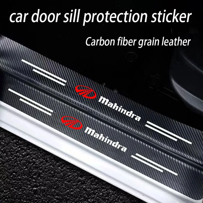 Car with Logo Door Carbon Fiber Sill Protector Stickers For Mahindra kuv100 xuv700 xuv300 tuv300 mahindra pik up 4x4 Accessories