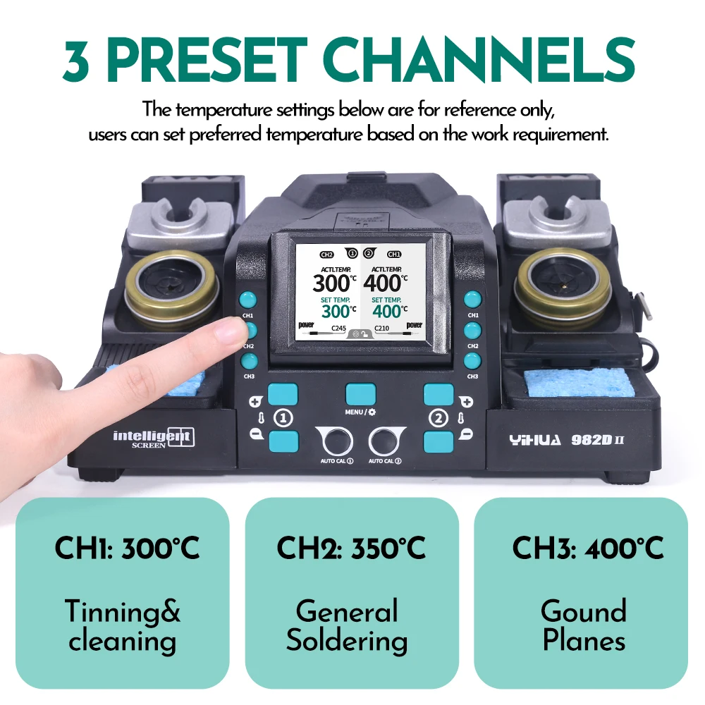 Stazione di saldatura YIHUA 982D-II con saldatore elettrico C210 C245 Display digitale LCD Stazione di saldatura Strumento di riparazione di