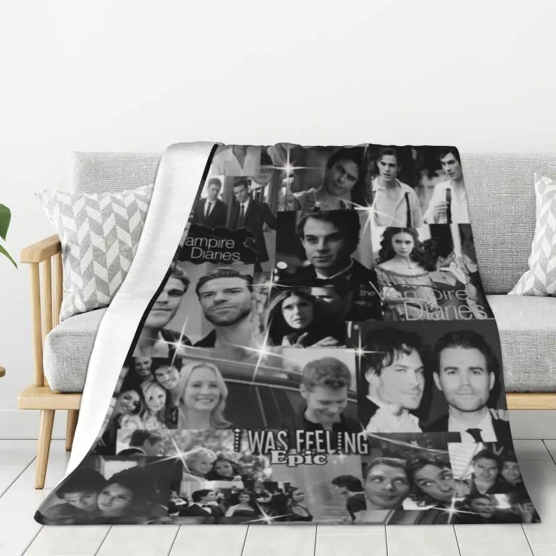 Custom The Vampire Diaries Blanket Soft Fleece Autumn Warm Flannel Throw Blankets for Sofa Car Bedroom Bedspread