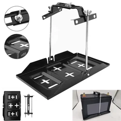 Universal Car Battery Tray Bracket Storage Battery Holder Tray Mount Hold Down Clamp Recessed Slot Bracket Kit Accessory Car SUV