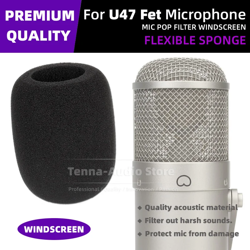 For Neumann U47 U 47 Fet Windscreen Microphone Sponge Windshield Foam Mic Windproof Cover Noise Pop Filter Protection Screen