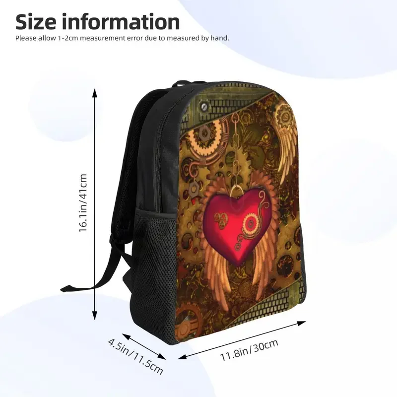 3D-Druck Steampunk Herz mit Flügeln Rucksäcke für Metall mechanische Zahnräder College School Taschen Bücher tasche passt 15 Zoll Laptop