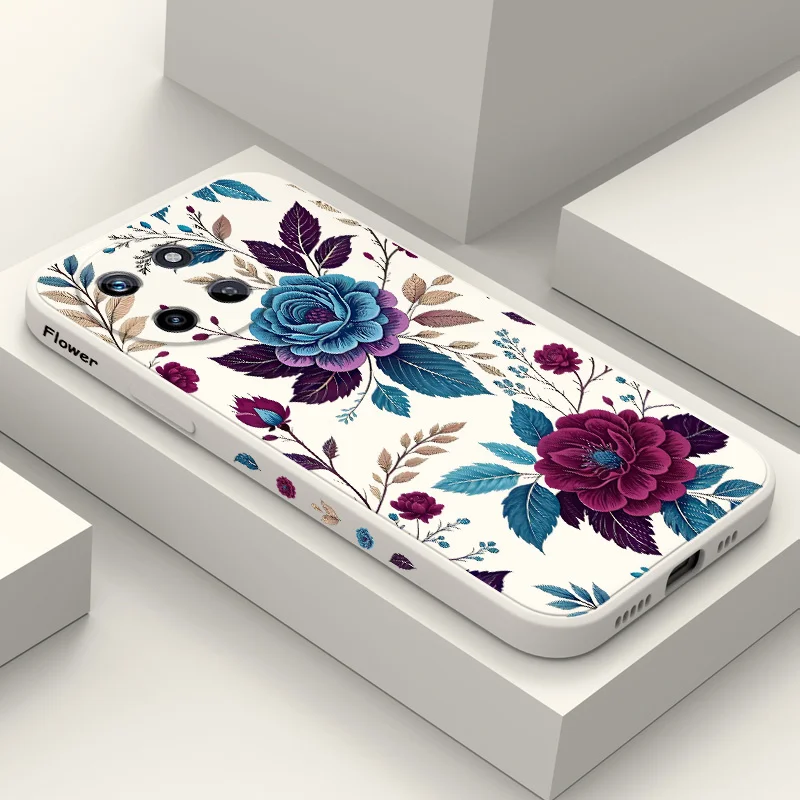 

Retro Rose Phone Case For OPPO Realme 14 13 12 11 10 9 9i 8 8i 7 Pro Plus C35 C21Y C25Y C25 4G 5G Liquid Silicone Cover