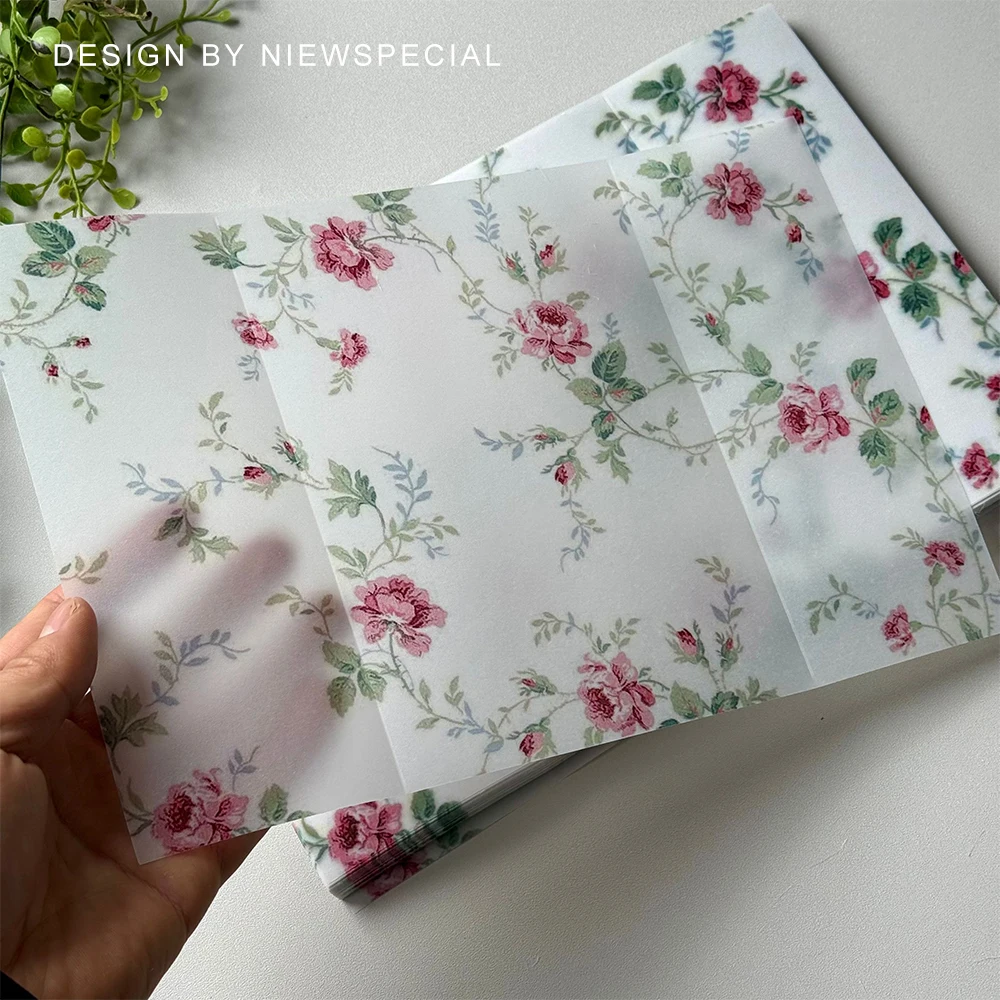 little Rose  flower Vellum  Wrap suitable for a 5 x 7 Wedding Invitation