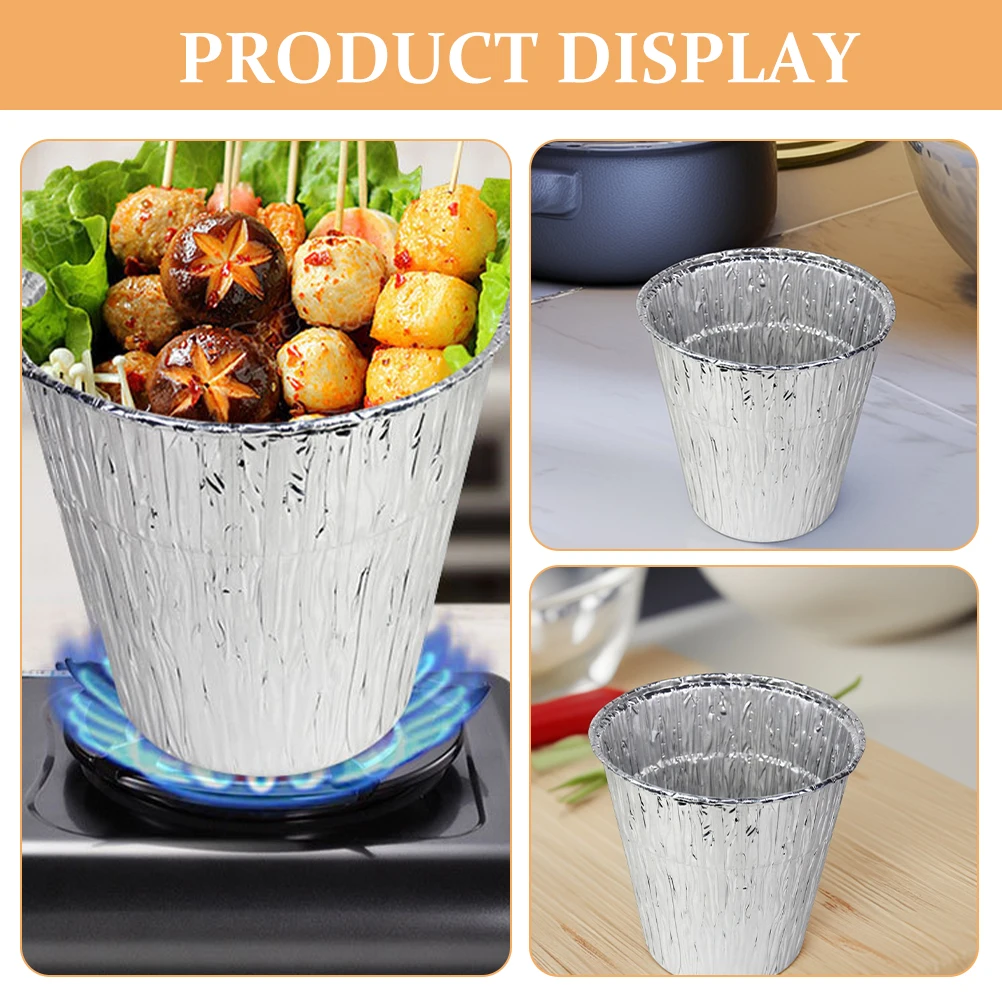

8pcs Tin Foil Bucket Deep Design High Temp Resistance Disposable Container Bbq Grill Aluminum Barbecue Catcher Grease Liner Pot