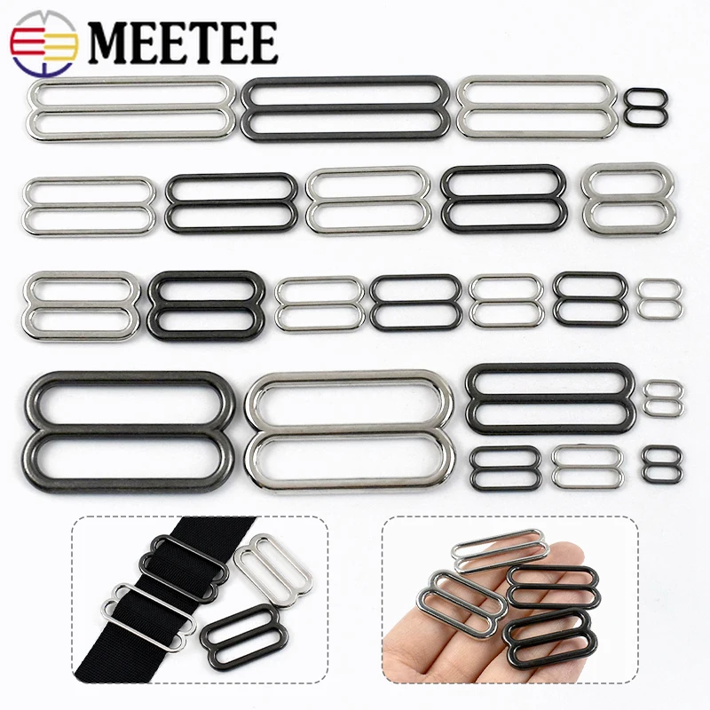 30Pcs 6-50mm 8-shaped Tri-Glide Metal Buckles Bra Rings Sliders Strap Adjuster Hook Buckle Clsaps DIY Bags Garment Accessories