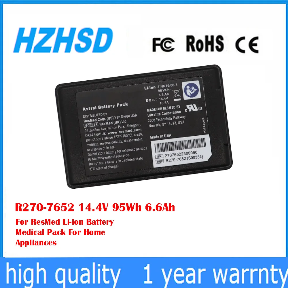 

R270-7652 14.4V 95Wh 6.6Ah For ResMed Li-ion Battery Medical Pack For Home Appliances