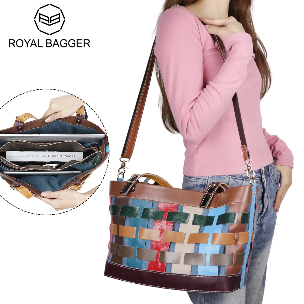 Royal Bagger Retro Tote Bags for Women Genuine Leather Shoulder Crossbody Bag Fashion Casual Handbag 2637