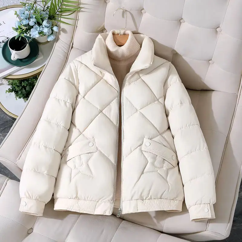Winter Jacket Women's Stand collar Cotton Warm Coat Korean Loose Ladies Thicken Short Coat Solid Casual Student Jackets Female
