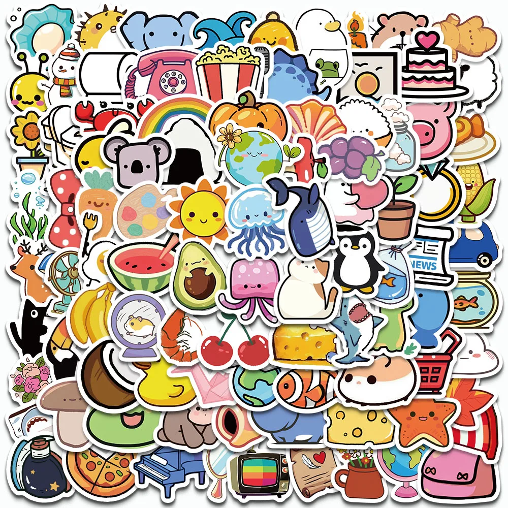 100PCS Q Version Mini Gadget Stickers Cartoon Animals Decals For Fridge Notebook Bike Phone Suitcase Children Toy Stickers