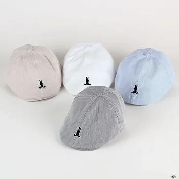Hot Effen Kleur Kinderen Baretten Streep Katoen Dunne Mode Eenvoudige Kinderhoeden & Caps Berretto Baby Caps voor Jongens Meisjes