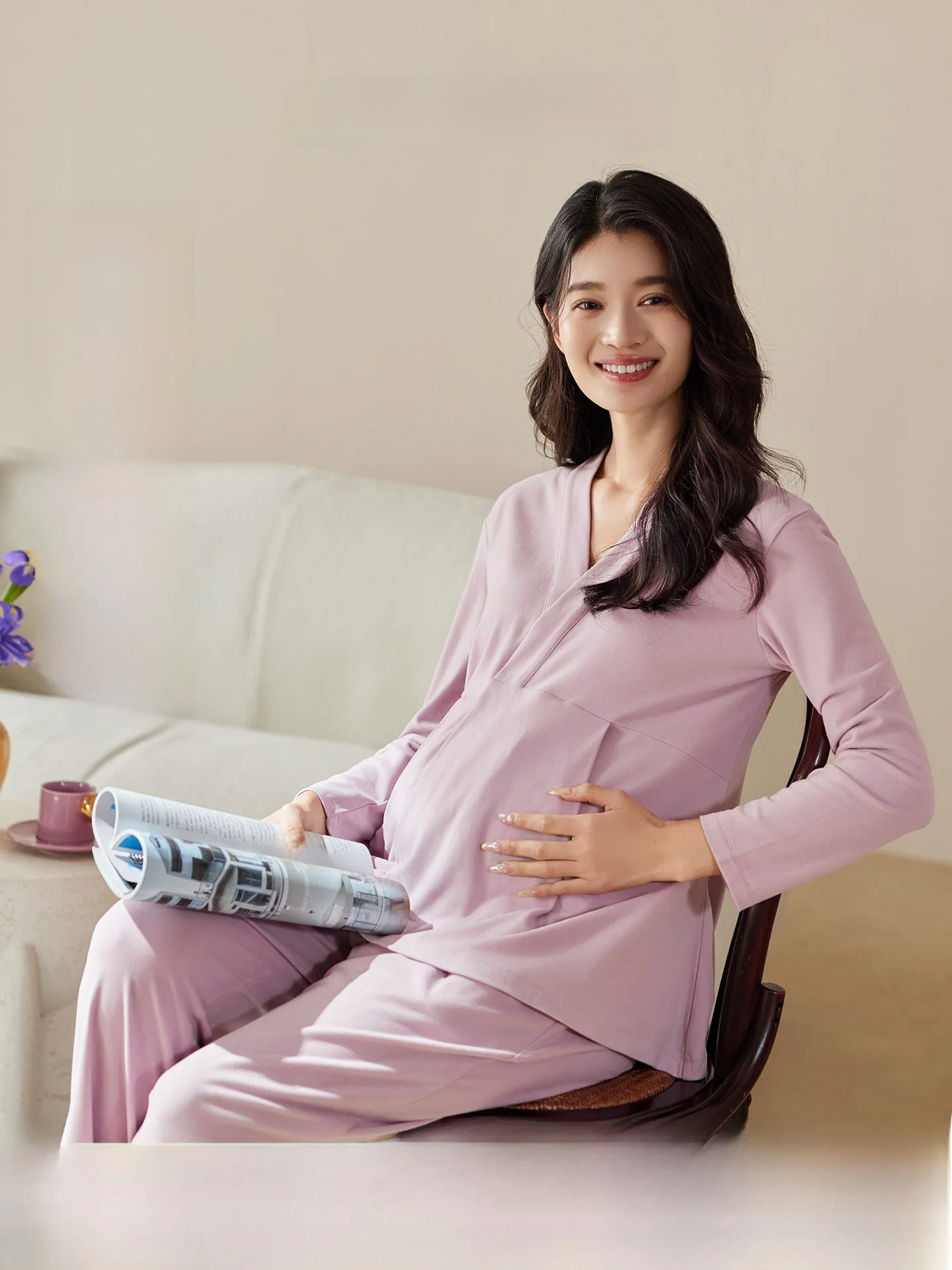 comoda-camicia-da-notte-premaman-a-maniche-lunghe-abbigliamento-post-parto-per-allattamento-vestito-invernale-da-casa-con-scollo-a-v