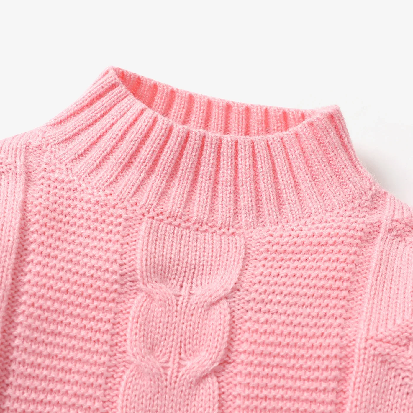 PatPat Baby Boy/Girl Basic Solid Color Textured Design Turtleneck Sweater Solid color Casual/Outdoor Basic Style