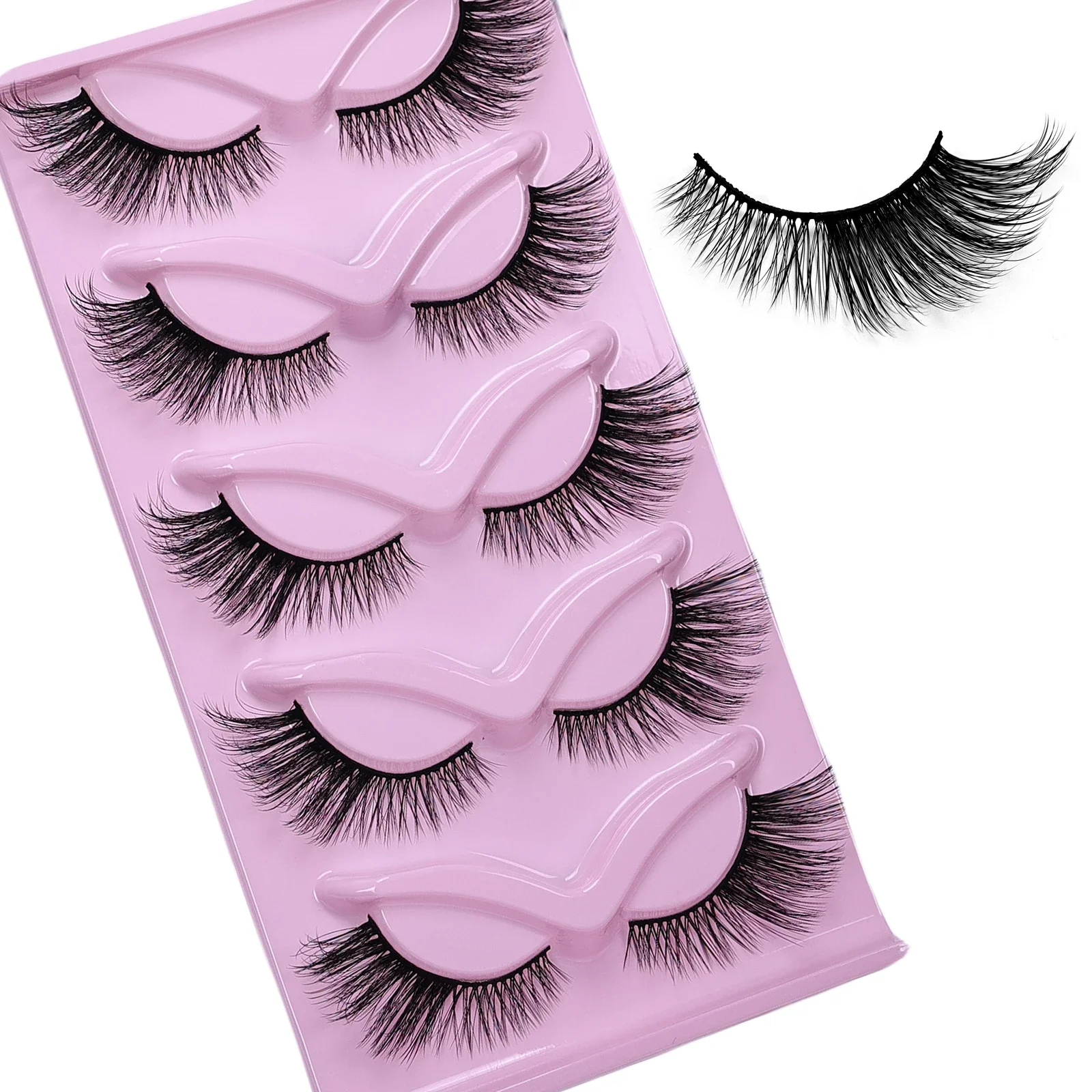 5Pairs of Cat False Eyelashes, Thick False Eyelashes, Fluffy Cat Eye Eyelashes, Extended False Eyelashes