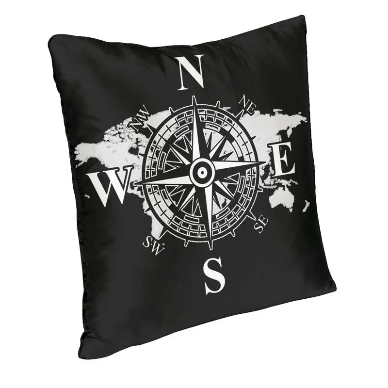 Compass With World Map Cushion Covers Cardinal Points Of Earth Soft Cute Pillow Cases Home Decor