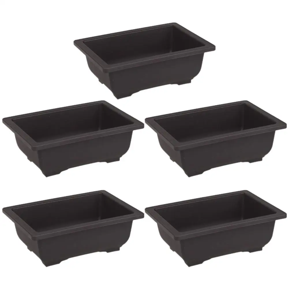 

5 Pcs Rectangular Plastic Flower Pots Small Landscape Bonsai Planter Breathable Succulent Outdoor Indoor Balcony Garden