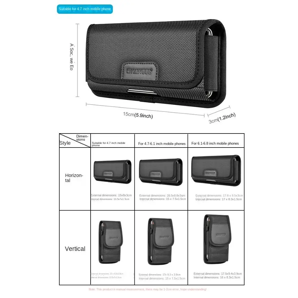 พร้อมห่วงเข็มขัด กระเป๋าคาดเอวสำหรับโทรศัพท์มือถือ แนวตั้ง ทนทาน ไนลอน คลิปหนีบเข็มขัดสำหรับโทรศัพท์มือถือ แบบพกพา ทนต่อการสึกหรอ