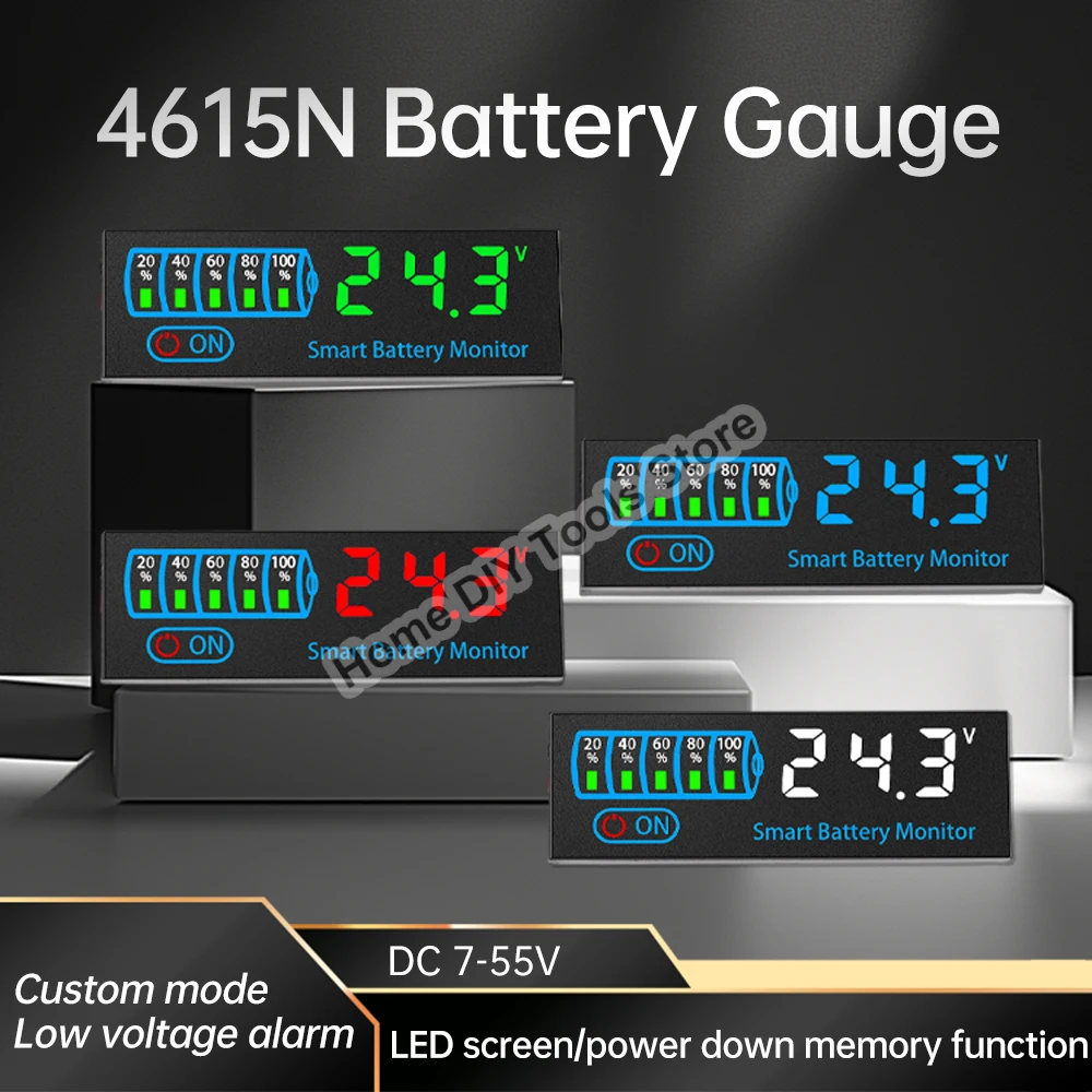 

DC 7-55V LED Digital Battery Capacity Indicator Voltmeter 12V/24V/36V/48V Power Display Panel Voltage Tester for Car Motorcycle