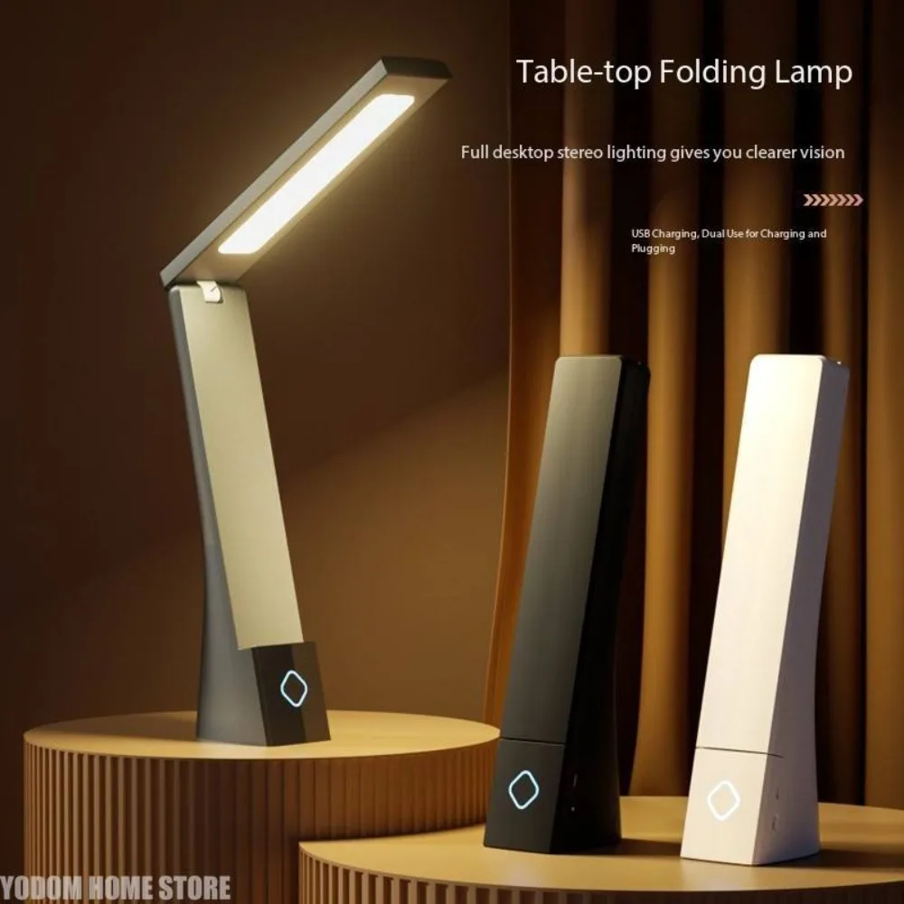 Eye-Protective LED Table Lamp Foldable Rechargeable Plug-in Design, Perfect for Reading, Bedroom & Bedside