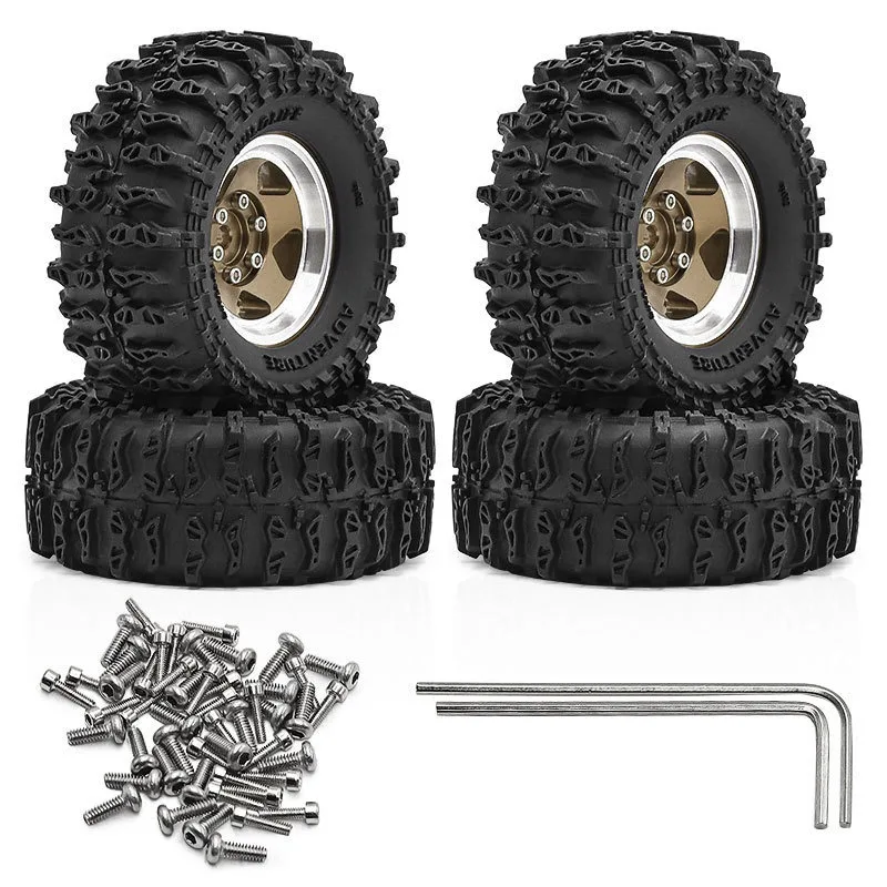 1.3 inch Beadlock wielen en banden voor 1/18 TRX4M FCX18, 1/24 Axai1 SCX24 FCX24 RC Crawler auto, 4 stuks