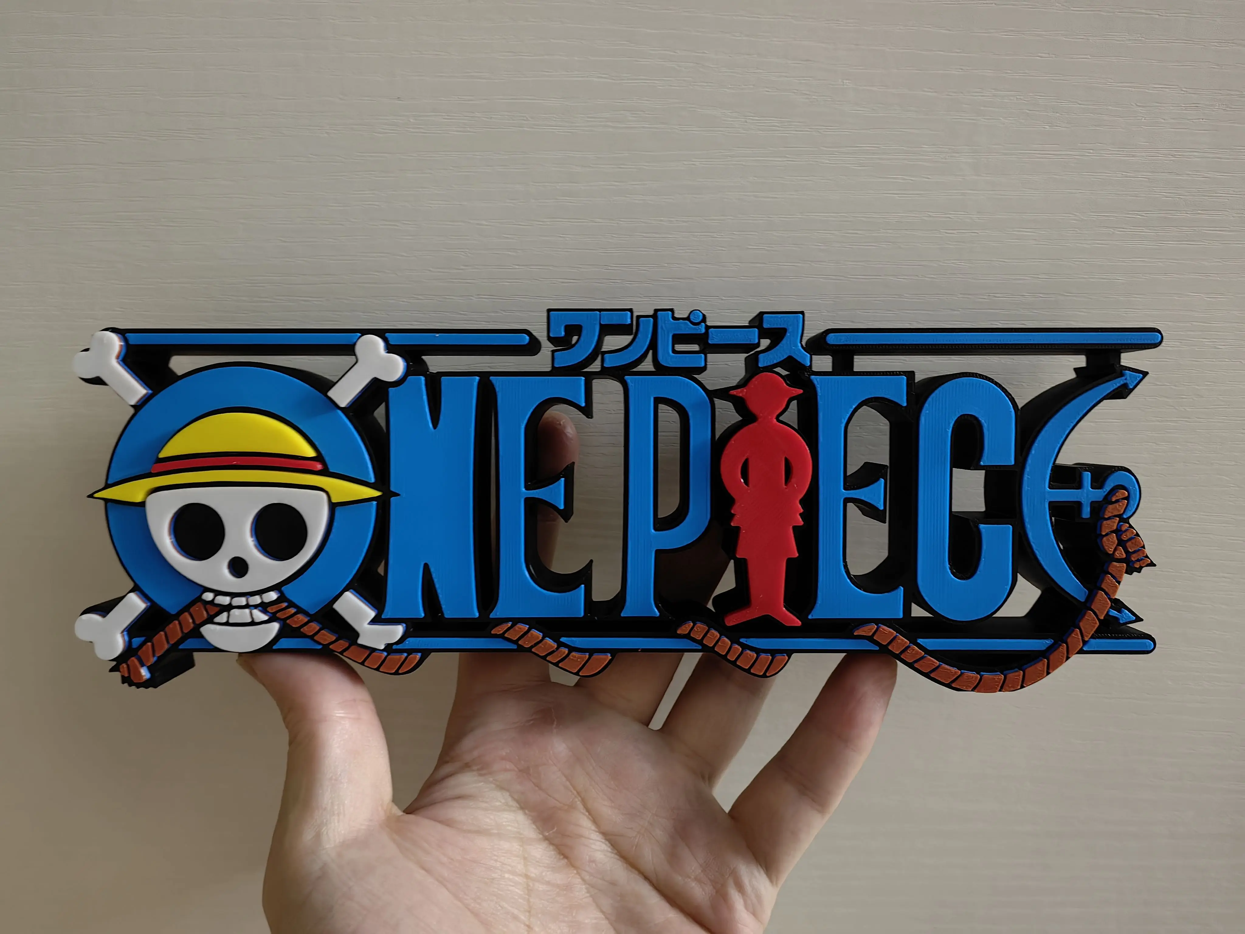 Anime One Piece 3d Logo Standing Sign 3d Printing Handmade Sign Desktop Ornament Collection Model Mainan Hadiah Liburan
