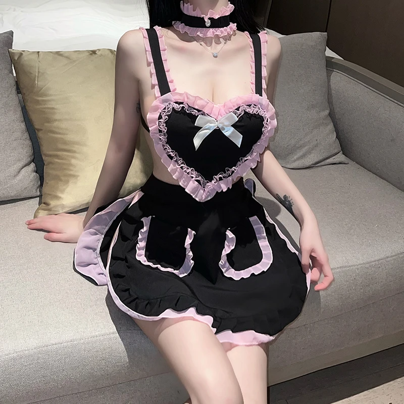 Niedliche Dienst mädchen Set Cosplay Mädchen Gefühl Uniform Set reine Wunsch Unterwäsche sexy japanische Lolita Rollenspiel Kleid