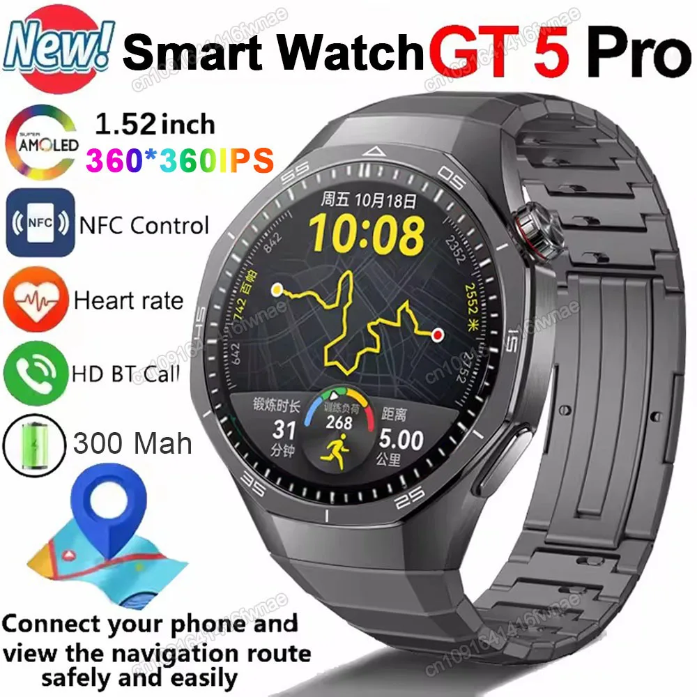 �y�Z�[�����z2025�N�V�^GPS NFC GT5 Pro�X�}�[�g�E�H�b�` �����Y HD AMOLED�X�N���[�� �S���� Bluetooth�ʘb IP68�h�� �j���p�X�}�[�g�E�H�b�` �z���f�[�M�t�g