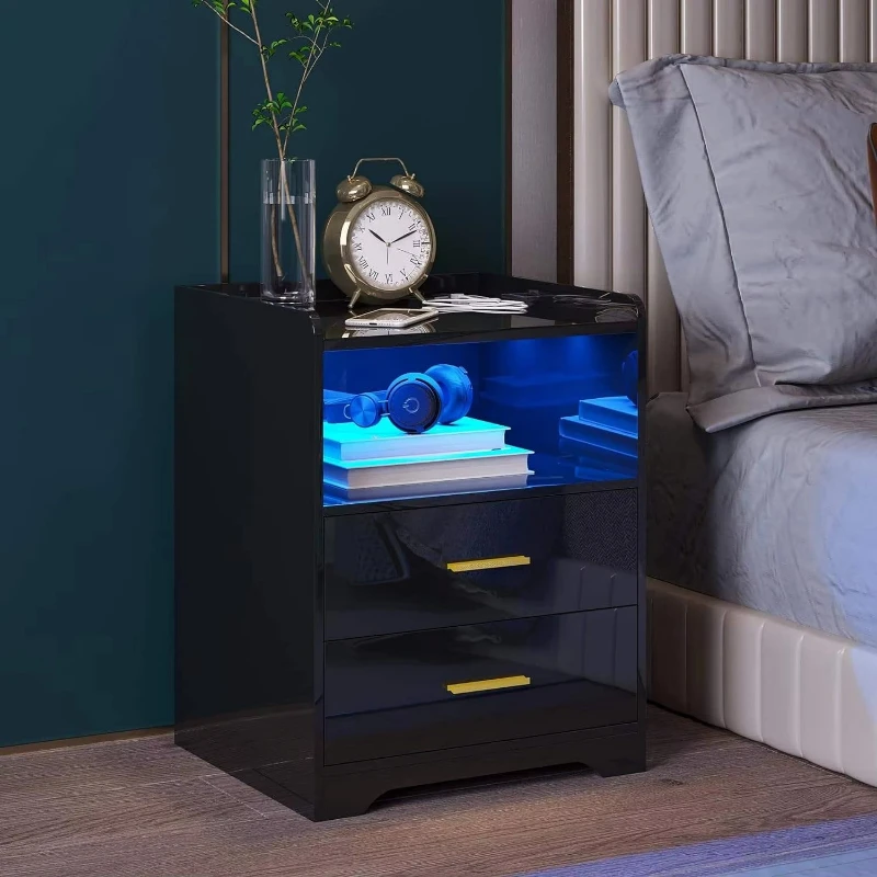 

Bedside table with socket and storage function, minimalist design, suitable for bedroom