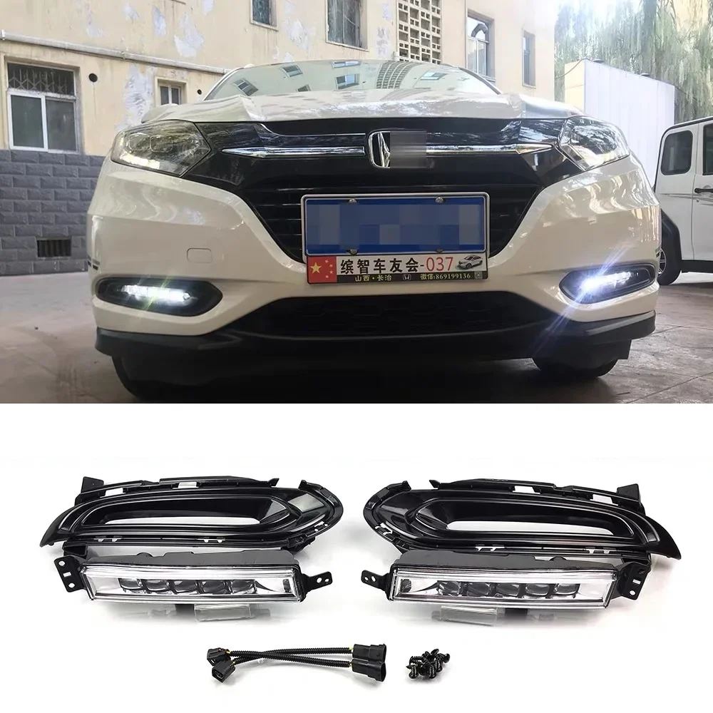 DRL For Honda HRV HR-V Vezel 2015 2016 2017 2018 12V LED Car Daytime Running Light Fog Lamp With Daylight Turn Signal