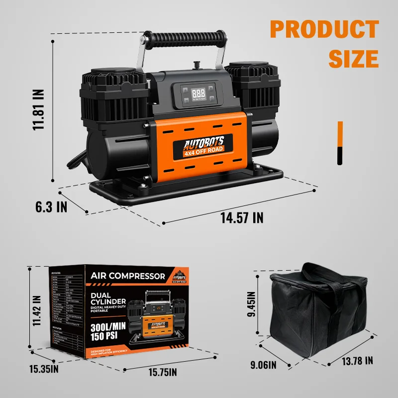 Suv 4x4 Vehicle Max 150psi Truck Tires Heavy Duty 12v Portable Inflator Offroad Air Compressor Automatic Digital Tire Inflator