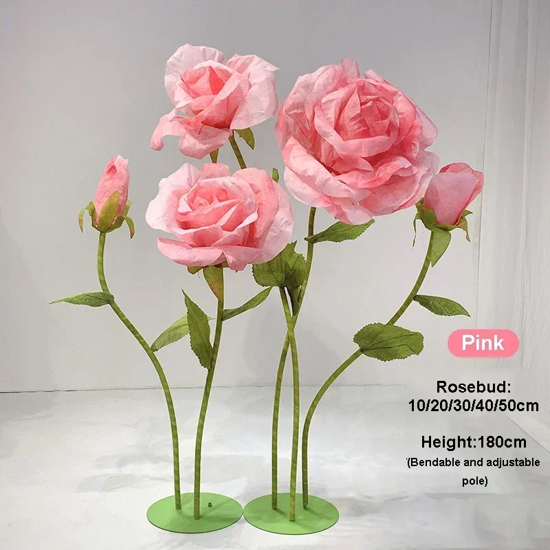 180cm Giant Paper Rose Wedding Props Artificial Flowers for Wedding Garden Decoration Window Display Party Roses Home Decor