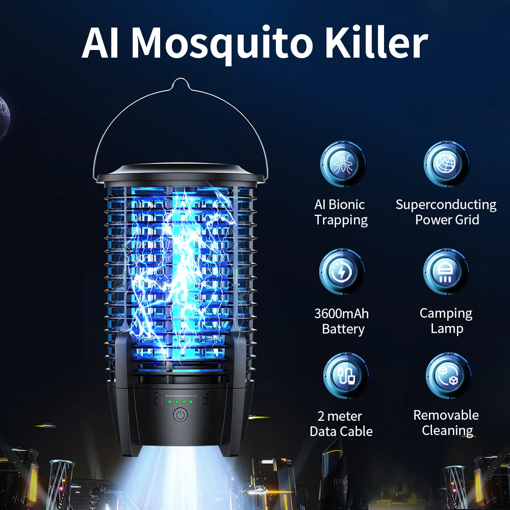Outdoor Portable Waterproof Bug Zapper - Mosquito Repellent Lamp for Bedroom Home & Pest Control