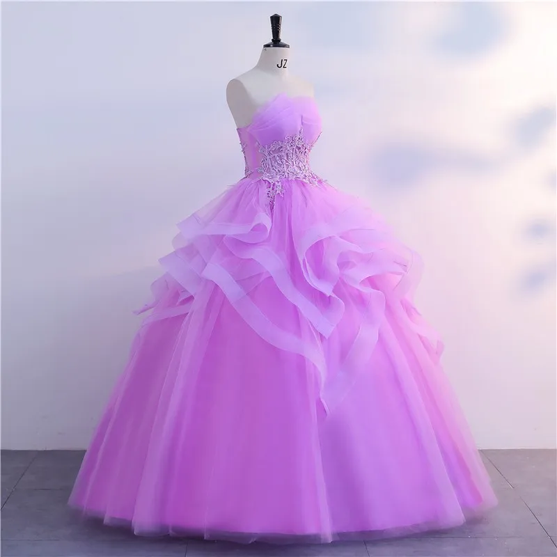 Ashley Gloria Strapless Party Dress Classic Purple Quinceanera Dresses Real Photo Ball Gown Customize Color Prom Gowns