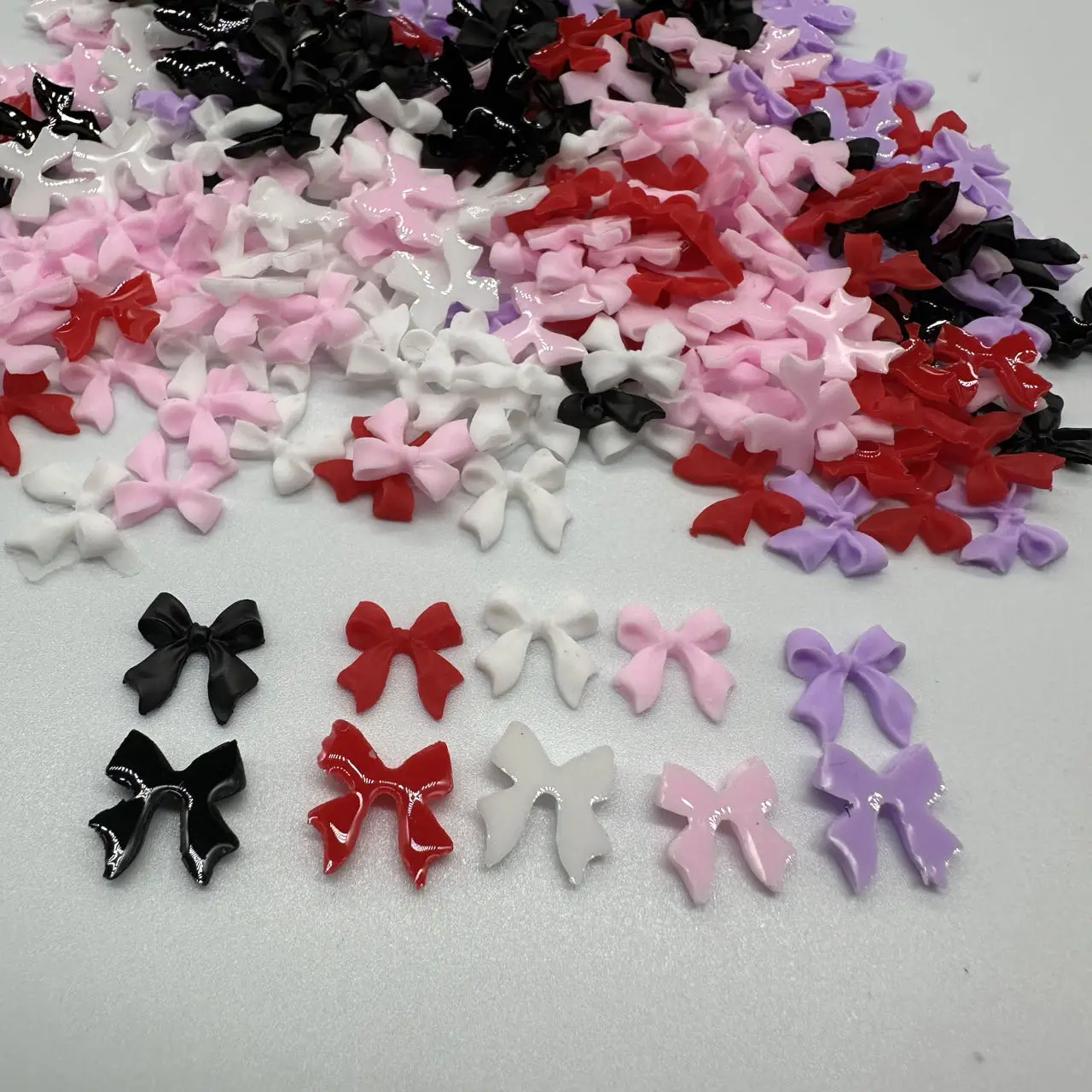 50pcs Kawaii Accessories Cute Bow Knot 3D Resin Nail Charms Bulk Black White Bow Manicure Jewelry DIY Nail Art Luxe Decorations