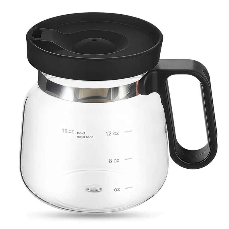 

ABJN-16 Oz Glass Coffee Mug Mini Coffee Pot Mug With Spill Proof Lid, Heatproof Large Capacity, Modern Coffee Mugs