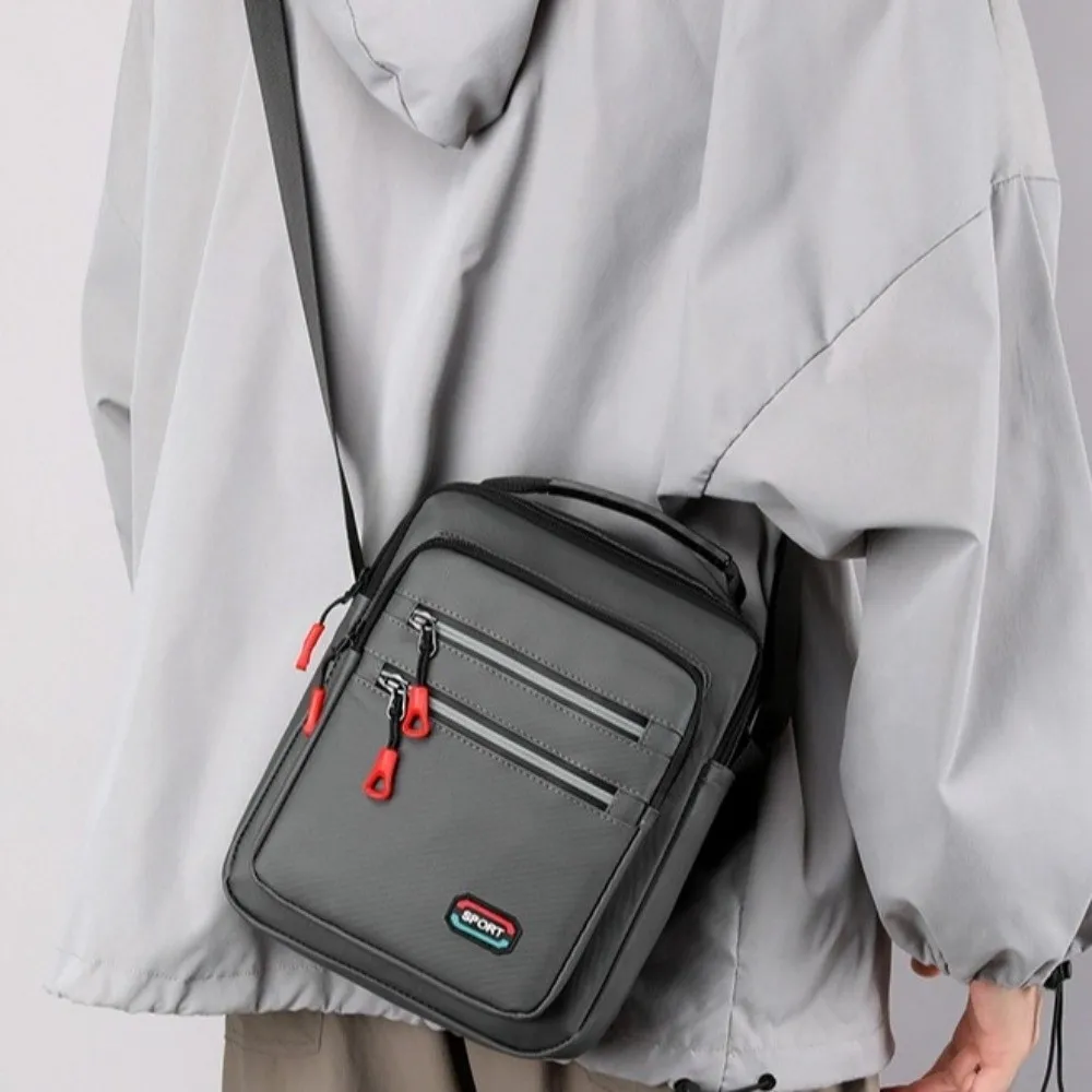 

Square Men Crossbody Bag Single Shoulder Solid Color Nylon Shoulder Bag Large Capacity Multifunctional Business Messenger Bag