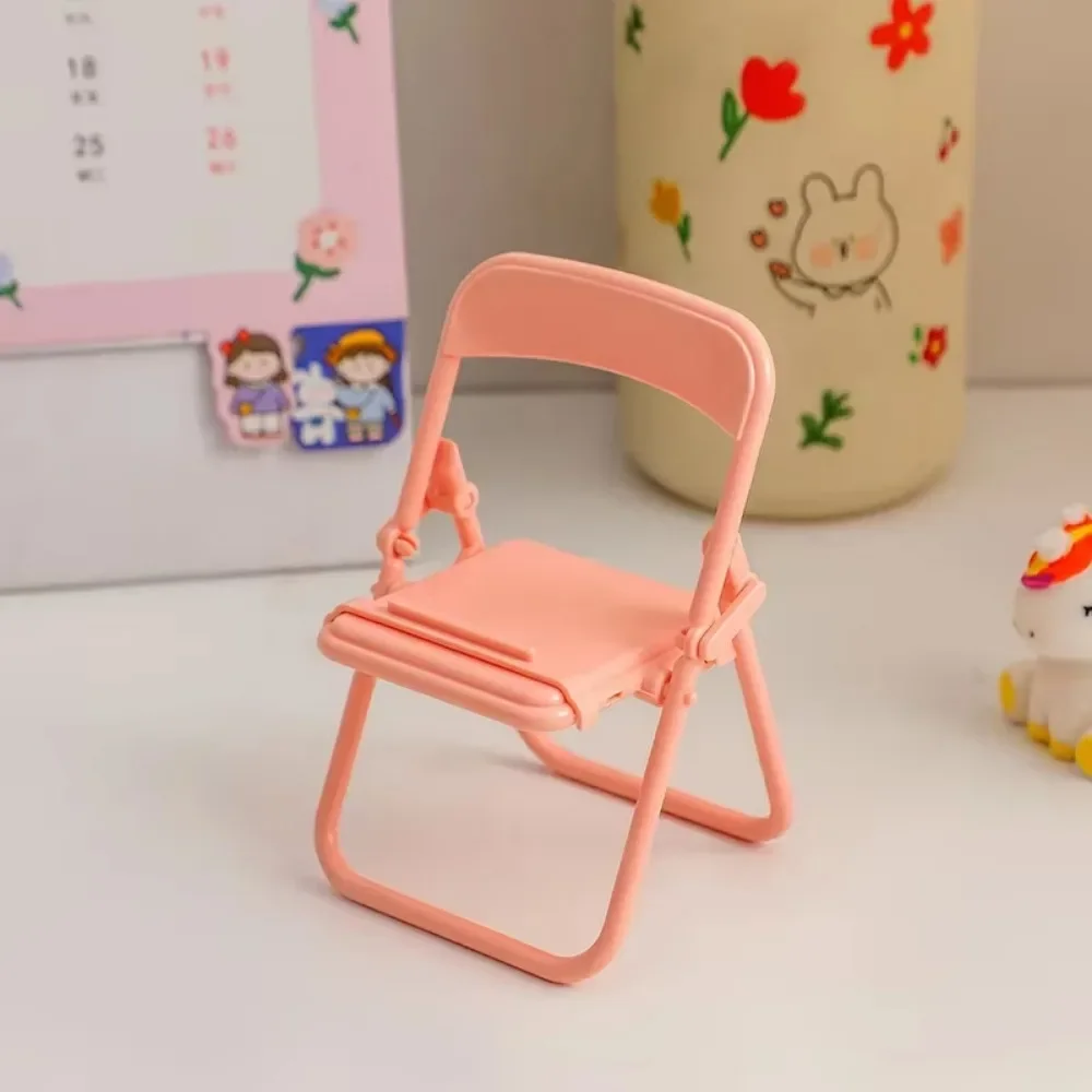 2025 Lovely Creative Desktop Foldable Chair Mobile Phone Bracket Holder Stand Macaron-color Lazy Bracket  Miniatures Decor New