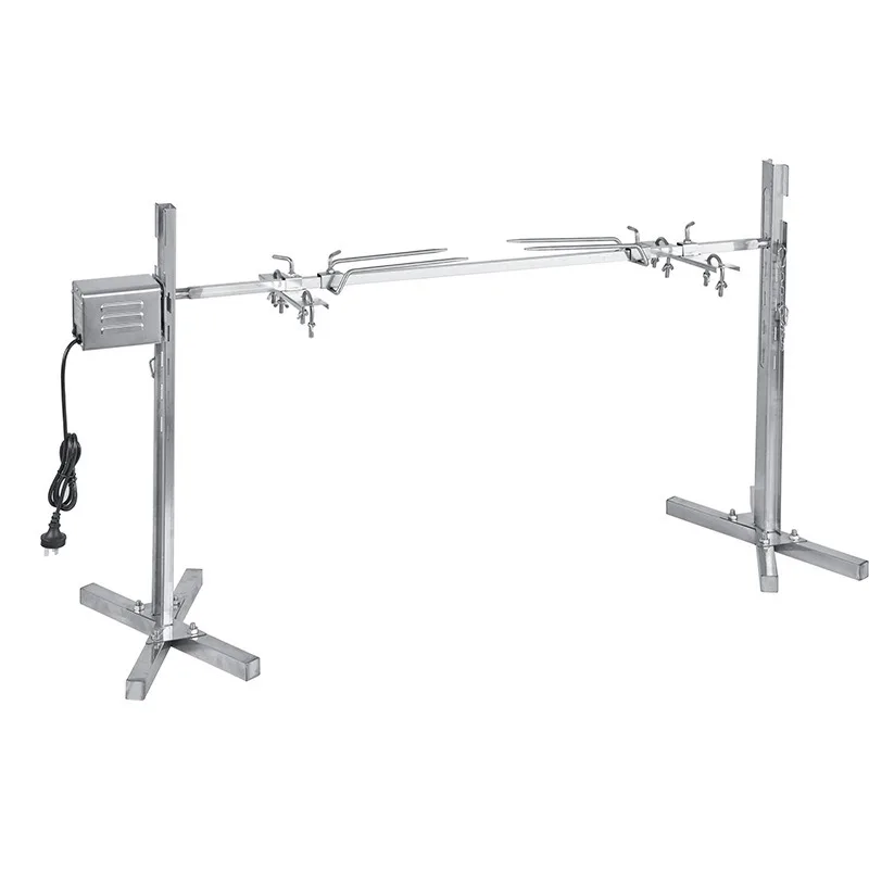 Electric BBQ Rotisserie Grill Kit Height Adjustable Universal Roaster Stand Stainless Steel Grilling Kit Spit Rod for Pig Lamb