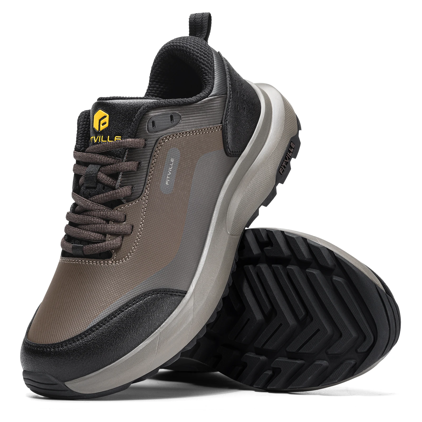 FitVille Men'S Wide Low-Top Hiking & Walking Shoes Waterproof Non-Slip Soft Toe Outdoor Work Footwear With Arch Support, Heel Pain Relief Sneakers For Long Hikes, Trekking, Trails, Wide Feet & All-Day Standing